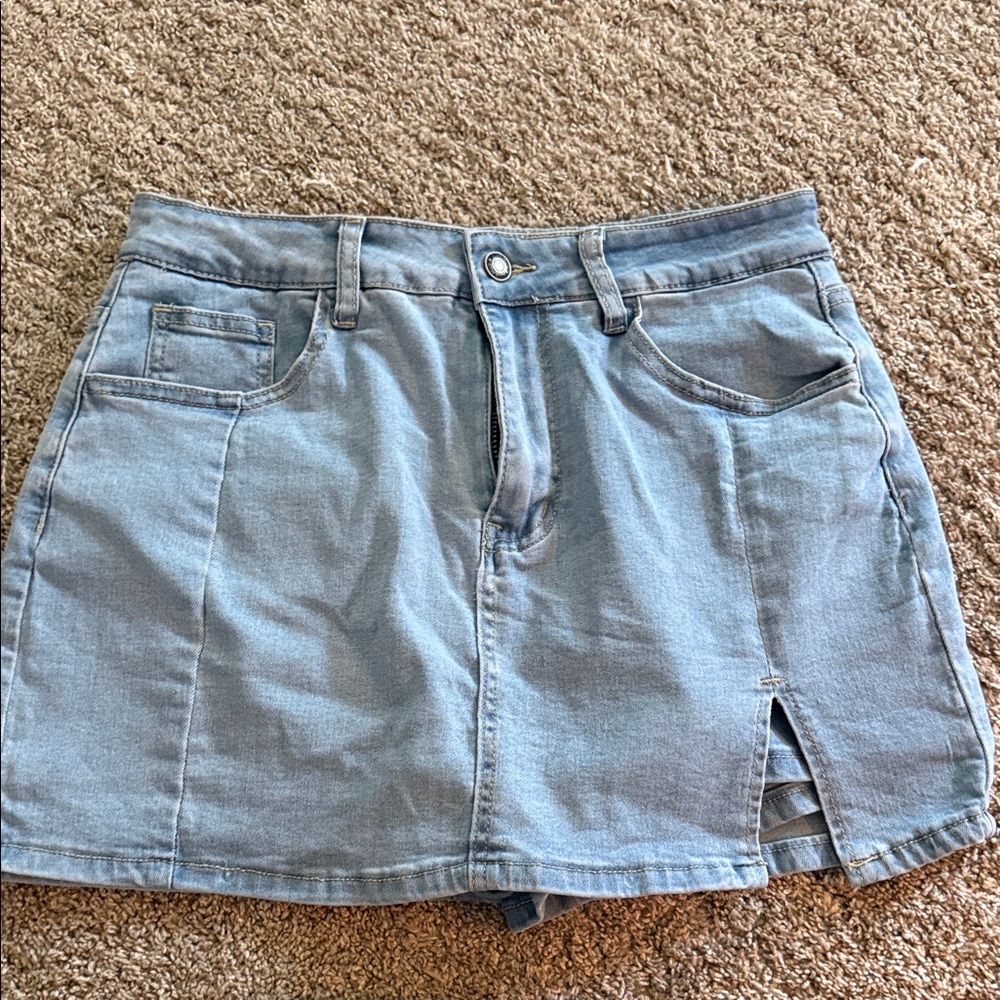 Light Blue Denim Skort